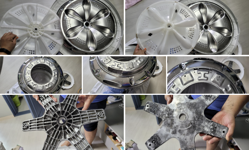 세탁기 거미축 및 부품 청소 후